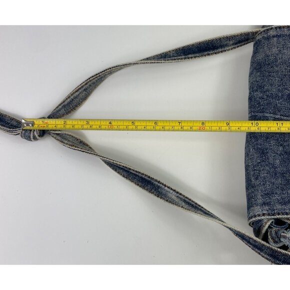 Vintage Denim Shoulder Bag Purse Adjustable Knotted Strap & Leather Accents - Picture 15 of 15